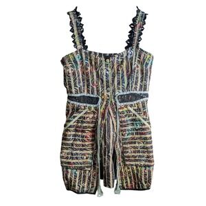 Rare Save the Queen! Archival Babydoll Top M‎ Italian Avant Garde Mixed Media